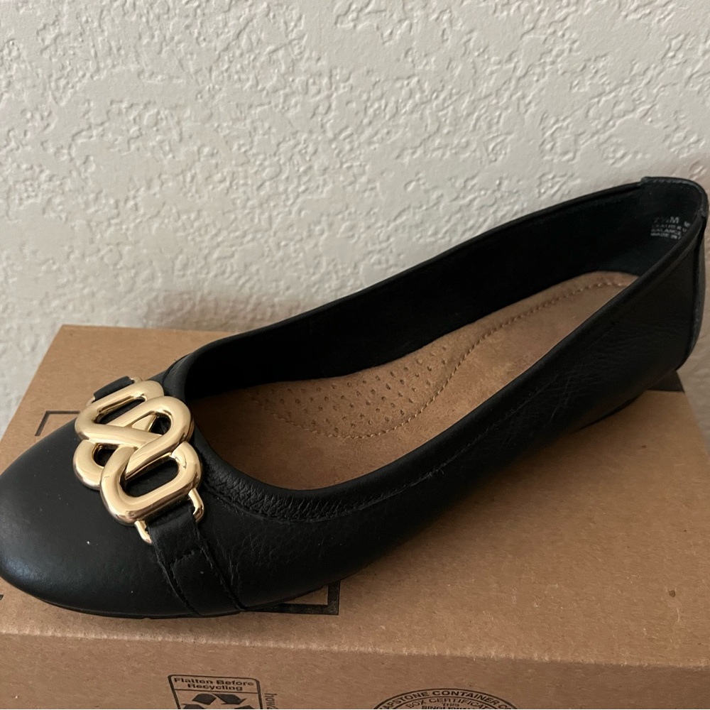 Black Flats with Gold Accent